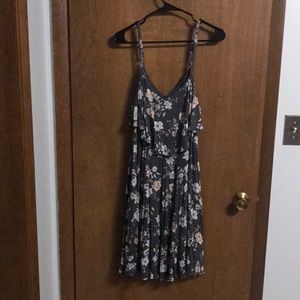 Grey floral knit dress